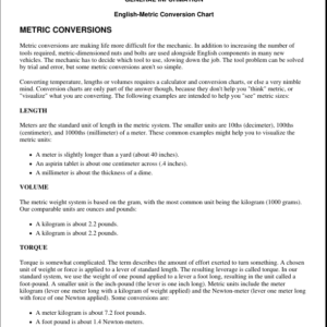 Metric Conversions Manual