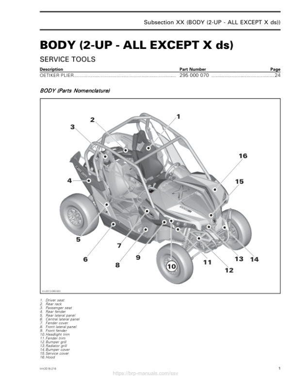 SSV Body (2 UP All except X ds) (Maverick) shop tmr2016 216 Manual