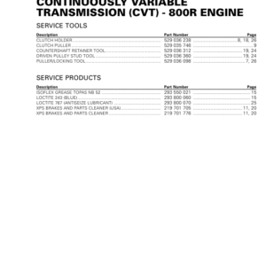 SSV 2020 CVT 800R Commander Shop Supp. 219101009 007 Manual