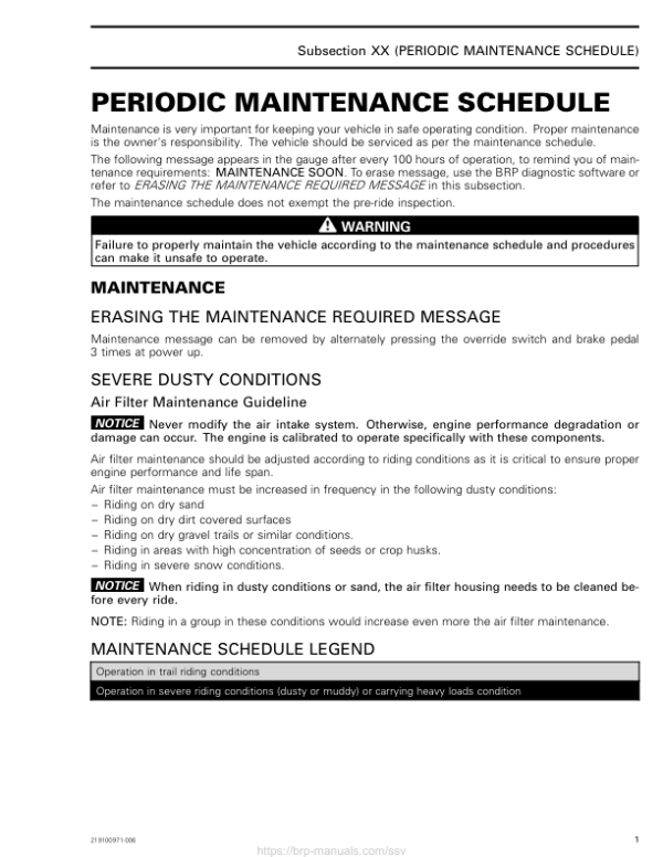 SSV 2019 Periodic Maintenance Schedule Shop Supp 219100971 006 Manual