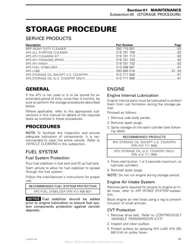 ATV 2015 OUTLANDER 6X6 (Storage Procedure) Shop 04cF9eAAE SM51Y015S00 vmr2015 108 Manual