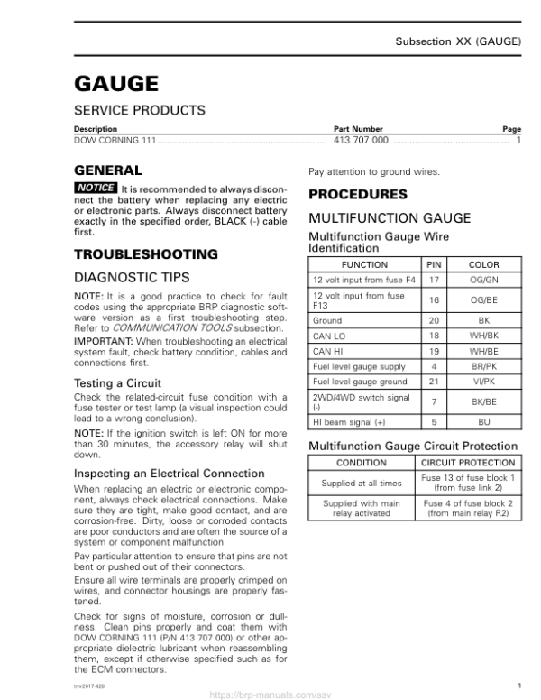 SSV 2017 Gauge (Defender HD5) Shop tmr2017 428 Manual