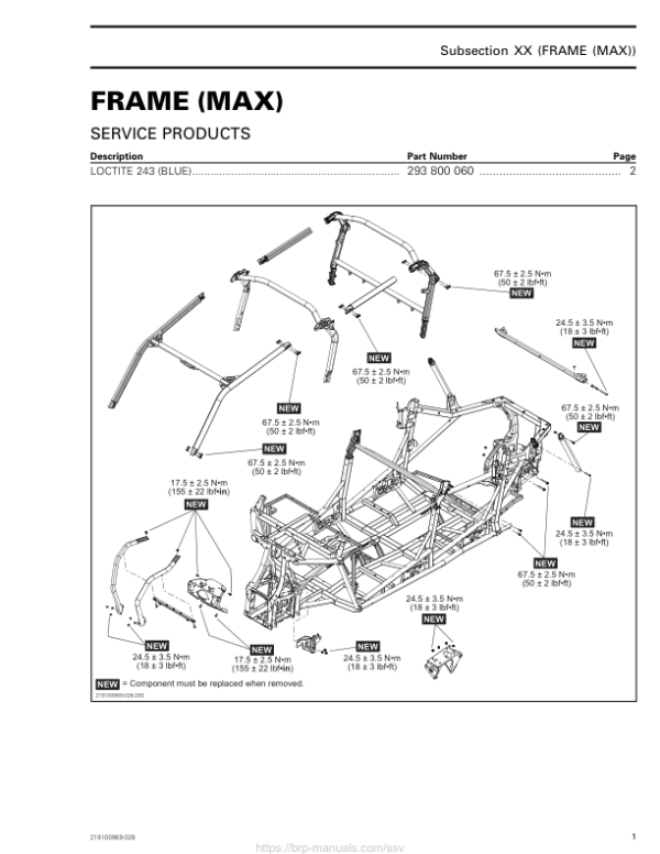 SSV 2019 Frame (MAX) Maverick Trail Shop Supp 219100969 028 Manual