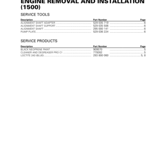 Engine Removal (1500 engine) GTI GTR WAKE 155 Shop Supp. 219100961 007 Manual