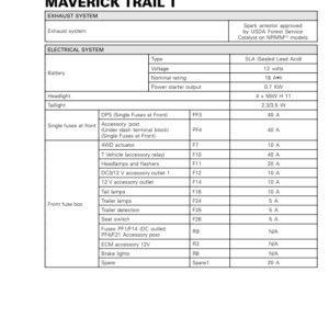 SSV 2019 Technical Specifications Maverick Trail T Shop Supp 219100969 024 Manual