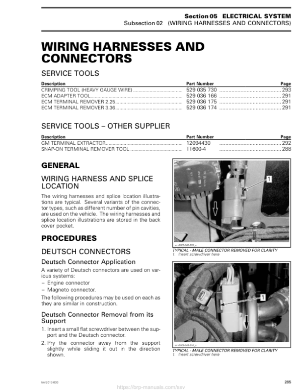 SSV S05 SS02 Wiring Harness and Connectors Shop Commander Version 9BA tmr2013 030 Manual