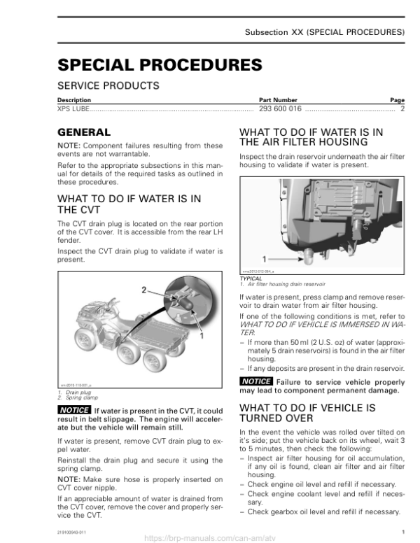 ATV MY18 Special Procedures 219100885 011 Manual