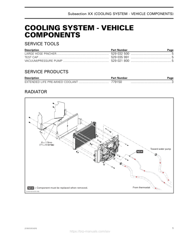 SSV MY20 Cooling System Vehicle HD5 (Defender suppl.) 219101010 015 en Manual