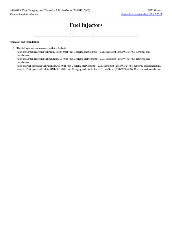 Fuel Injectors G2200525 Manual