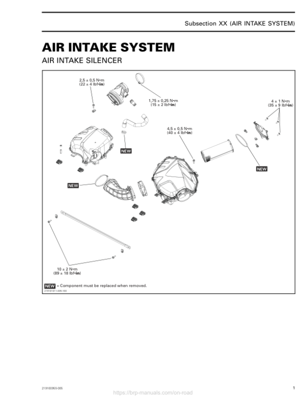 Road 2020 Air Intake 219101011 005 Manual