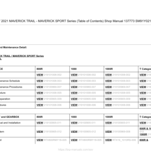 SSV 2021 MAVERICKT RAIL MAVERICK SPORT Series (Table of Contents) 137773 SM91Y021 en June30 Manual