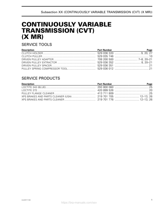 SSV CVT (Maverick Xmr) Shop tmr2017 103 Manual