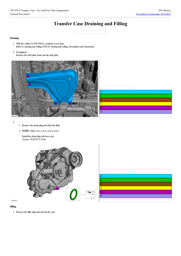 Transfer Case Draining and Filling G2202232 Manual