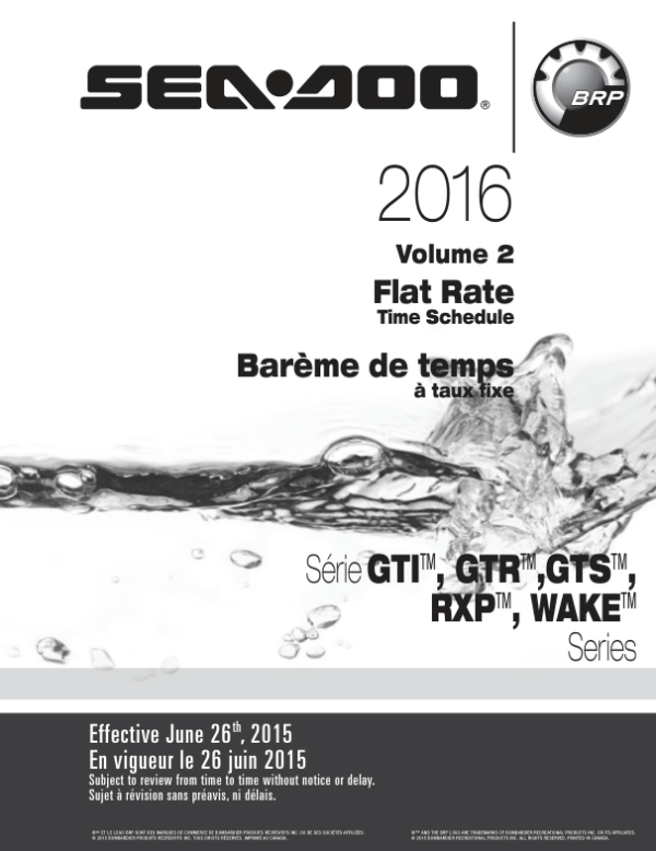 PWC 2016 Volume 2 (GTI GTR GTS RXP WAKE) Flat Rate FR21Y016 Manual