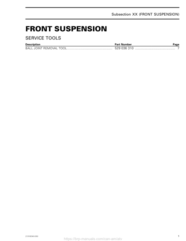 ATV MY18 Front Suspension 219100885 050 Manual