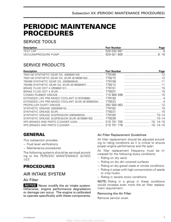 SSV 2019 Periodic Maintenance Procedures Commander Shop Supp 219100965 007 Manual