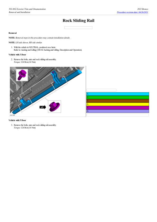 Rock Sliding Rail G2239184 Manual