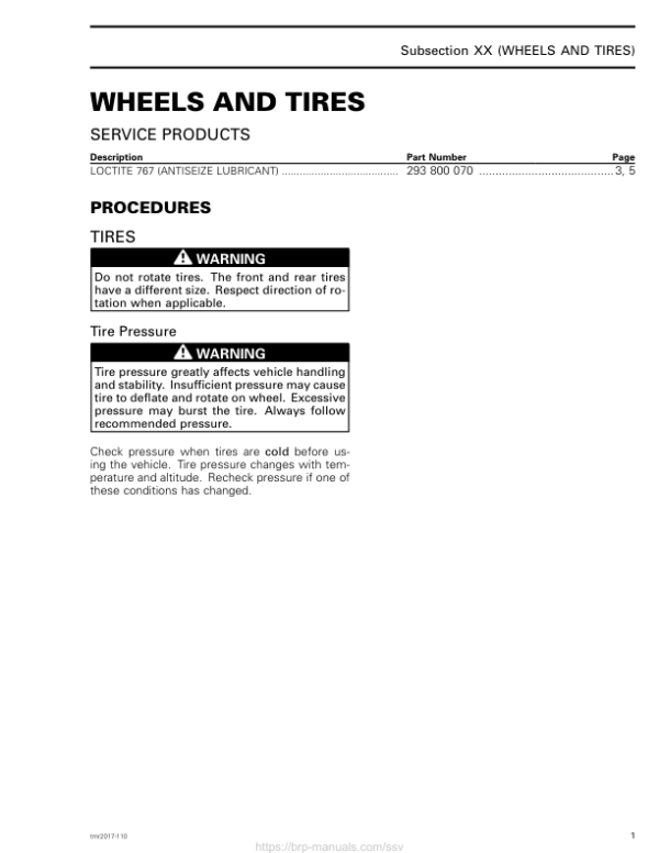 SSV Wheels and Tires (Commander Maverick) Shop tmr2017 110 Manual