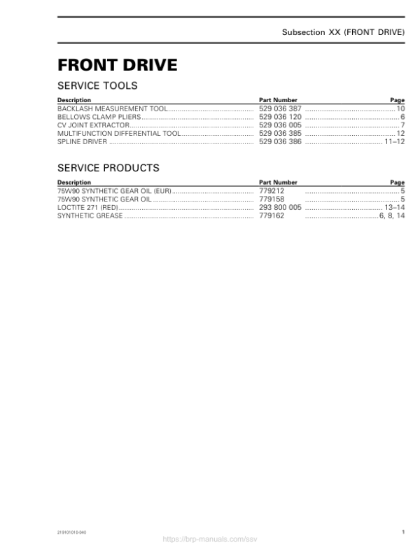 SSV MY20 Front Drive (Defender) 219101010 040 en Manual