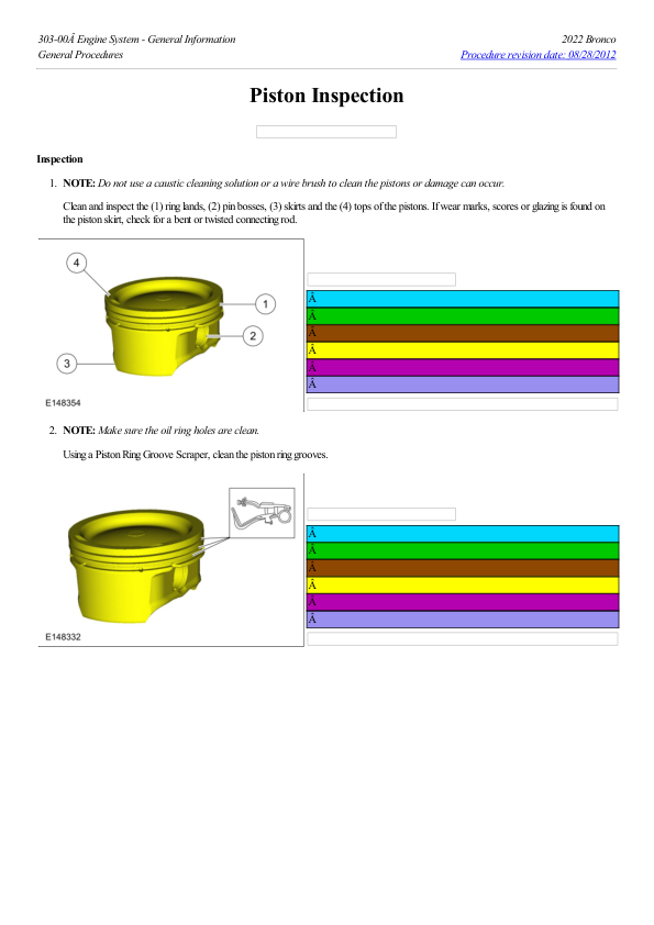 Piston Inspection G2219099 Manual