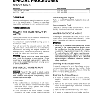 Special Procedures LINE UP SEA DOO Manual