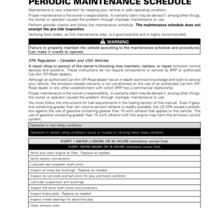 SSV 2020 Periodic Maintenance Schedule Commander Shop Supp. 219101009 002 Manual