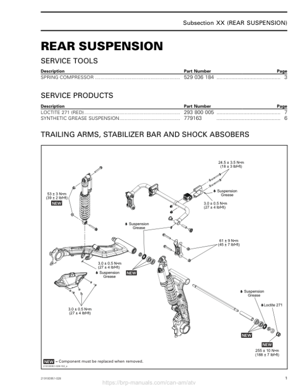 ATV 2019 Rear Suspension Outlander Shop Supp 219100951 028 Manual