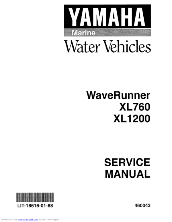 waverunner xl760 xl1200 Manual