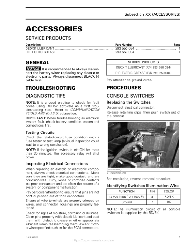 SSV 2020 Accessories (Trail Sport) 219101008 012 Manual