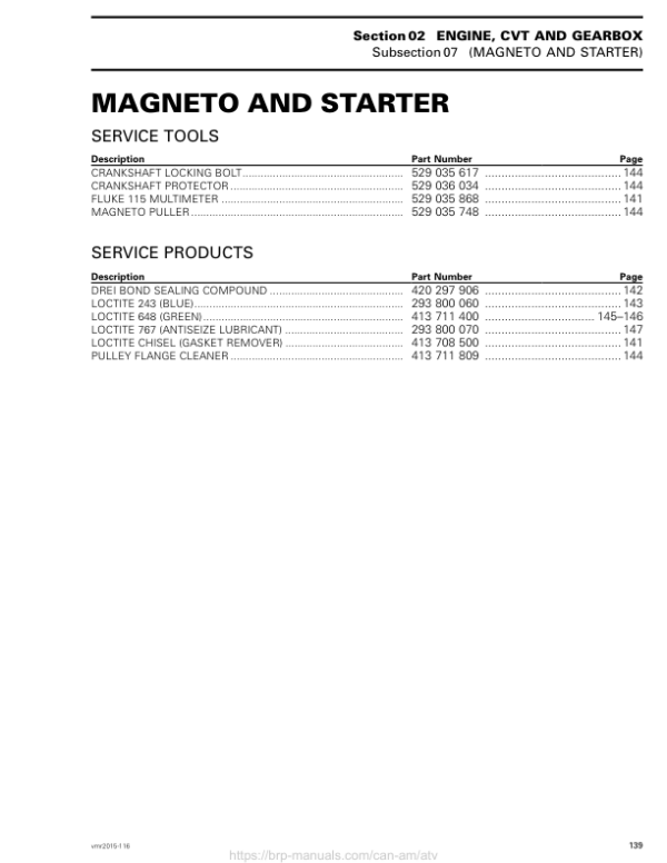 ATV 2015 OUTLANDER 6X6 (Magneto and Starter) Shop 04cF7dAAE SM51Y015S01 vmr2015 116 Manual