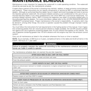 Maintenance Schedule LINE UP SEA DOO Manual