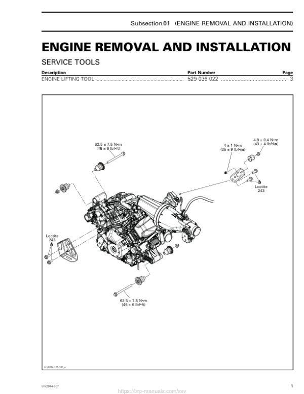 SSV ENGINE REMOVAL AND INSTALLATION (Commander MAX) Shop 02xSPwAAM SM91Y014S01 tmr2014 307 Manual