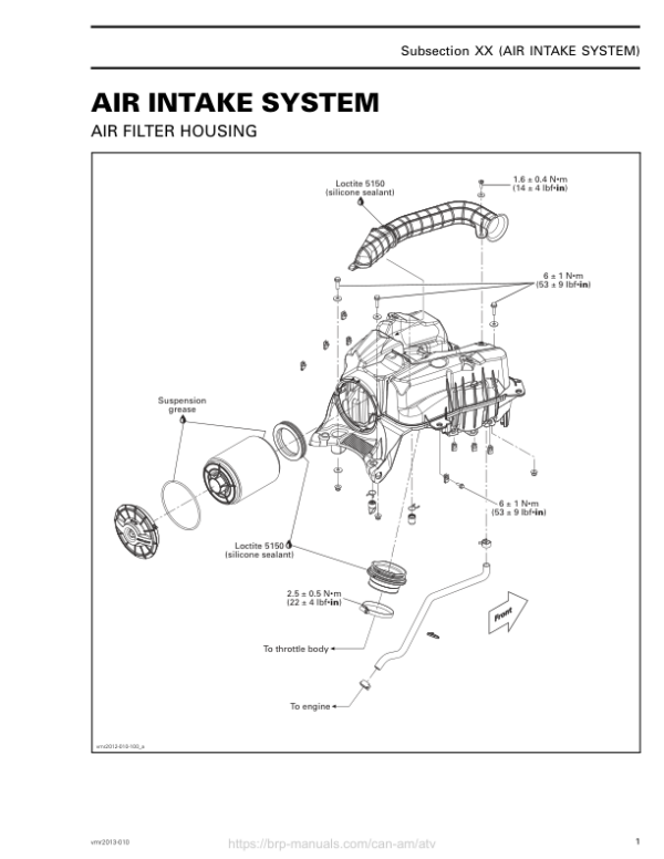 ATV S02 SS02 Air Intake System Shop OUT REN Version 5AA vmr2013 010 Manual