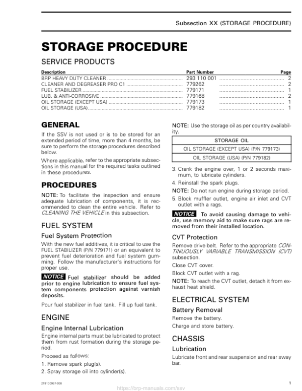 SSV 2019 Storage Procedures 219100967 008 Manual