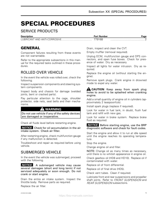 SSV MY20 Special Procedures (Defender) 219101010 005 en Manual