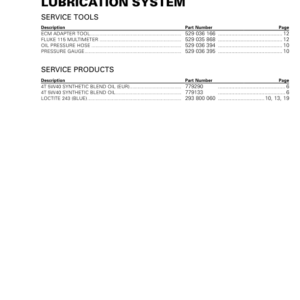 ON ROAD Lubrication System Shop 219100953 008 Manual