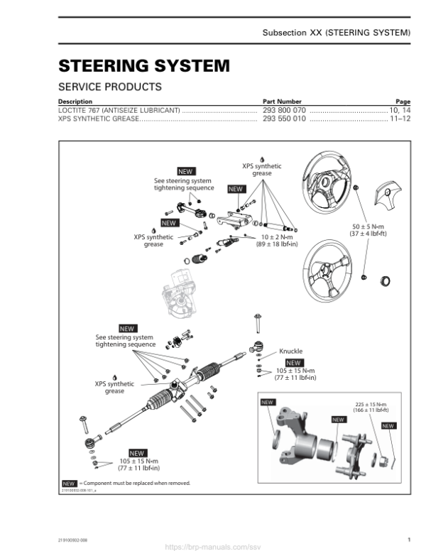 SSV Steering System (Maverick) Shop 219100932 008 Manual