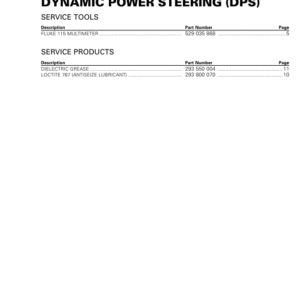 SSV Dynamic Power Steering (DPS) (Traxter Series) Shop supp. 219100901 009 Manual