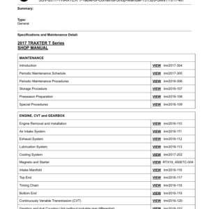 2017 SSV TRAXTER T Series (Table of Contents) 131328 SM91Y017 en Manual