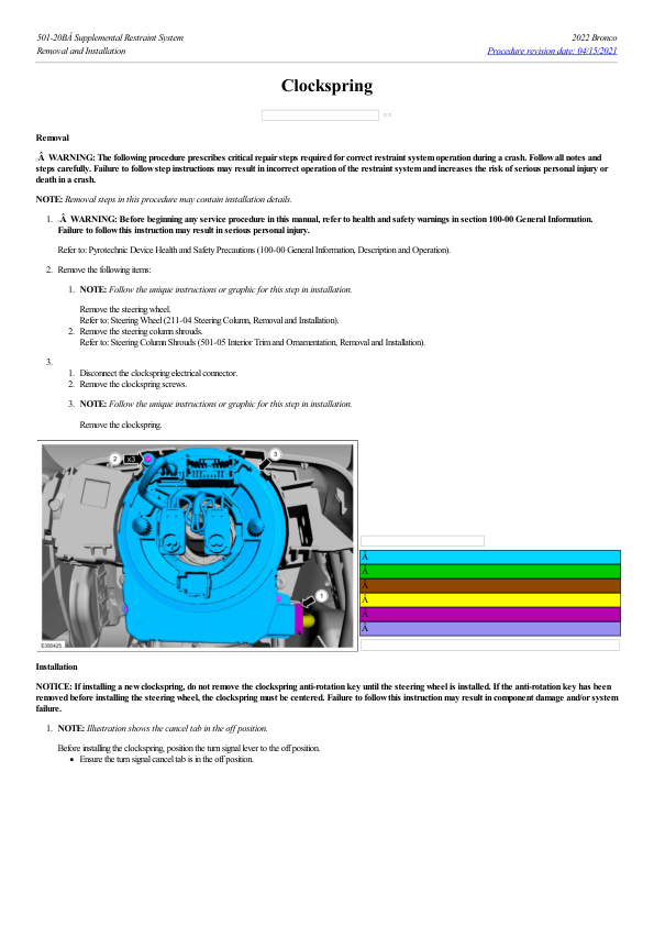 Clockspring G2208793 Manual