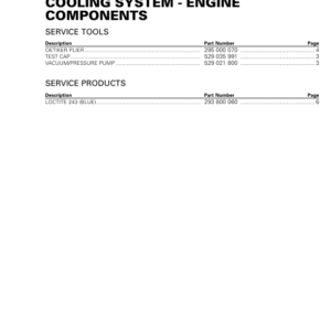 COOLING SYSTEM ENGINE Components Manual