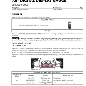 SSV 2019 7.5 in Digital Display Gauge Maverick Trail Shop Supp 219100969 014 Manual