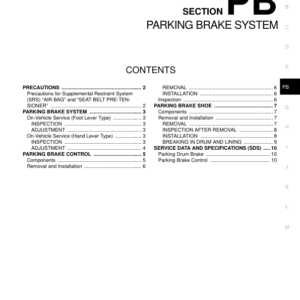 PARKING BRAKE SYSTEM Manual