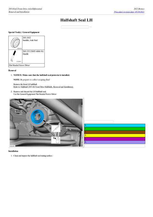 Halfshaft Seal LH G2235071 Manual