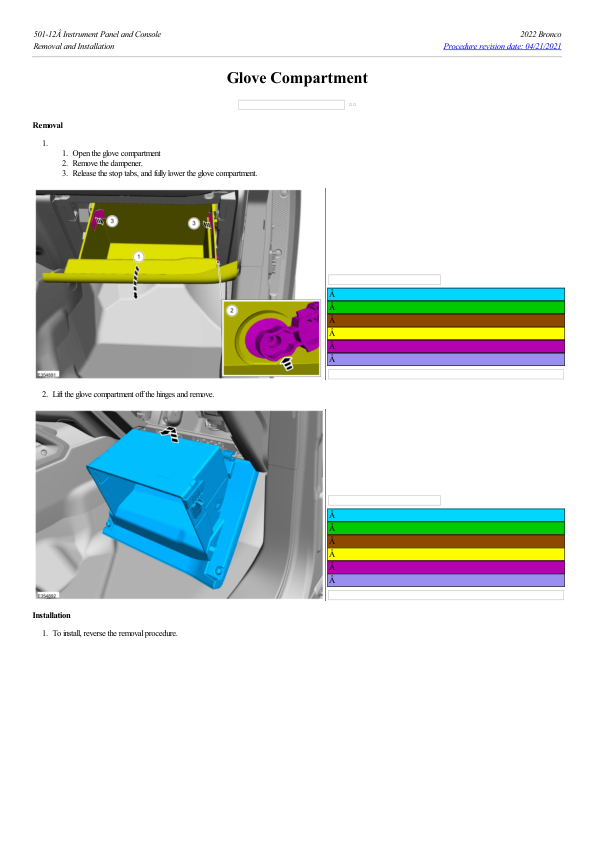 Glove Compartment G2220557 Manual