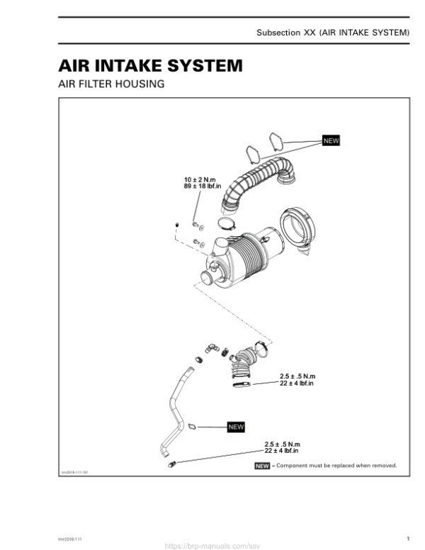 SSV Air Intake System (Defender) Shop tmr2016 111 Manual