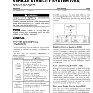 ON ROAD Vehicle Stability System (VSS) Shop 219100953 027 Manual