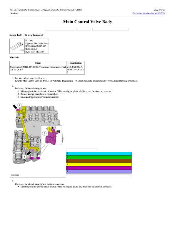 Main Control Valve Body G2237471 Manual