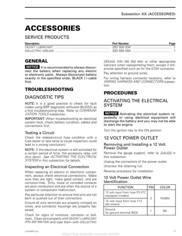 ATV 2019 Accessories Outlander Shop Supp 219100951 023 Manual