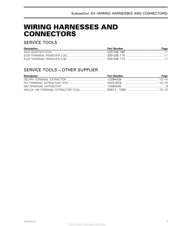 SSV MY20 Wiring Harness and Connectors (Maverick suppl.) 219101007 014 en Manual